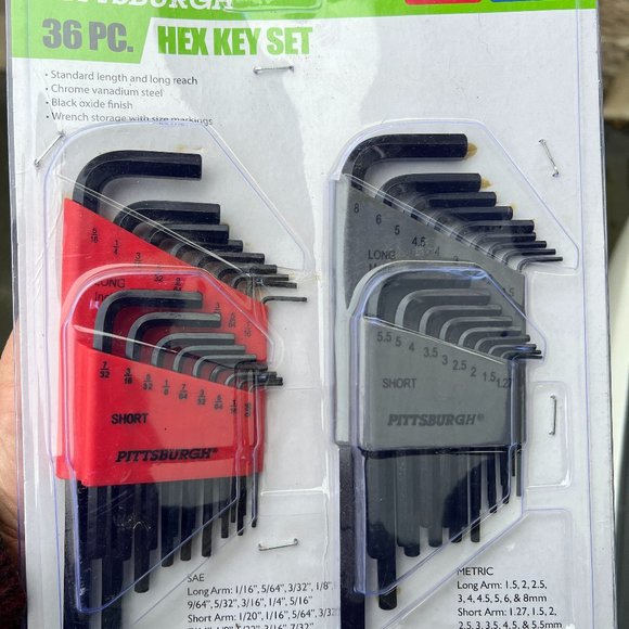 Pittsburgh Other Long Reach Hex Key Wrench Set Sae Metric Twin Pack